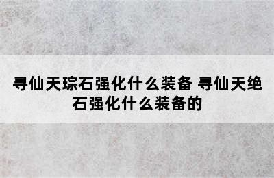 寻仙天琮石强化什么装备 寻仙天绝石强化什么装备的